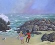 link to original painting for Beach Buddies, a seascape, by Violet Huntley-Franck at where art meets the heart