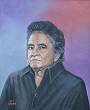 An artistic portrait of The Man in Black, Johnny Cash