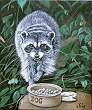 Link to original painting of Missie the menopausal raccoon, realism wildlife, at Where Art Meets the Heart