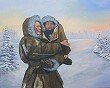 Native American painting - return of a loved one, coming home, a portrait, by artist Violet Huntley-Franck